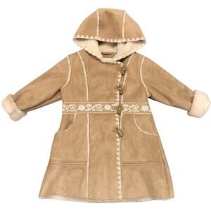 Rothschild Faux Shearling Hooded Coat Tan Cream Kids 3T Winter Jacket Toggle